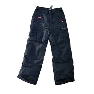 Girls’ Black Ski/Snow Pants – Size 7–8 Medium – Reflective Pink Details – Great
